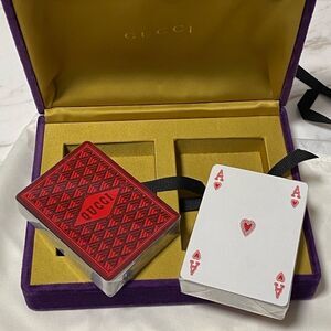 2018 RARE Gucci Purple Velvet Box with Silk-Lining + Sealed Gucci Playing Cards